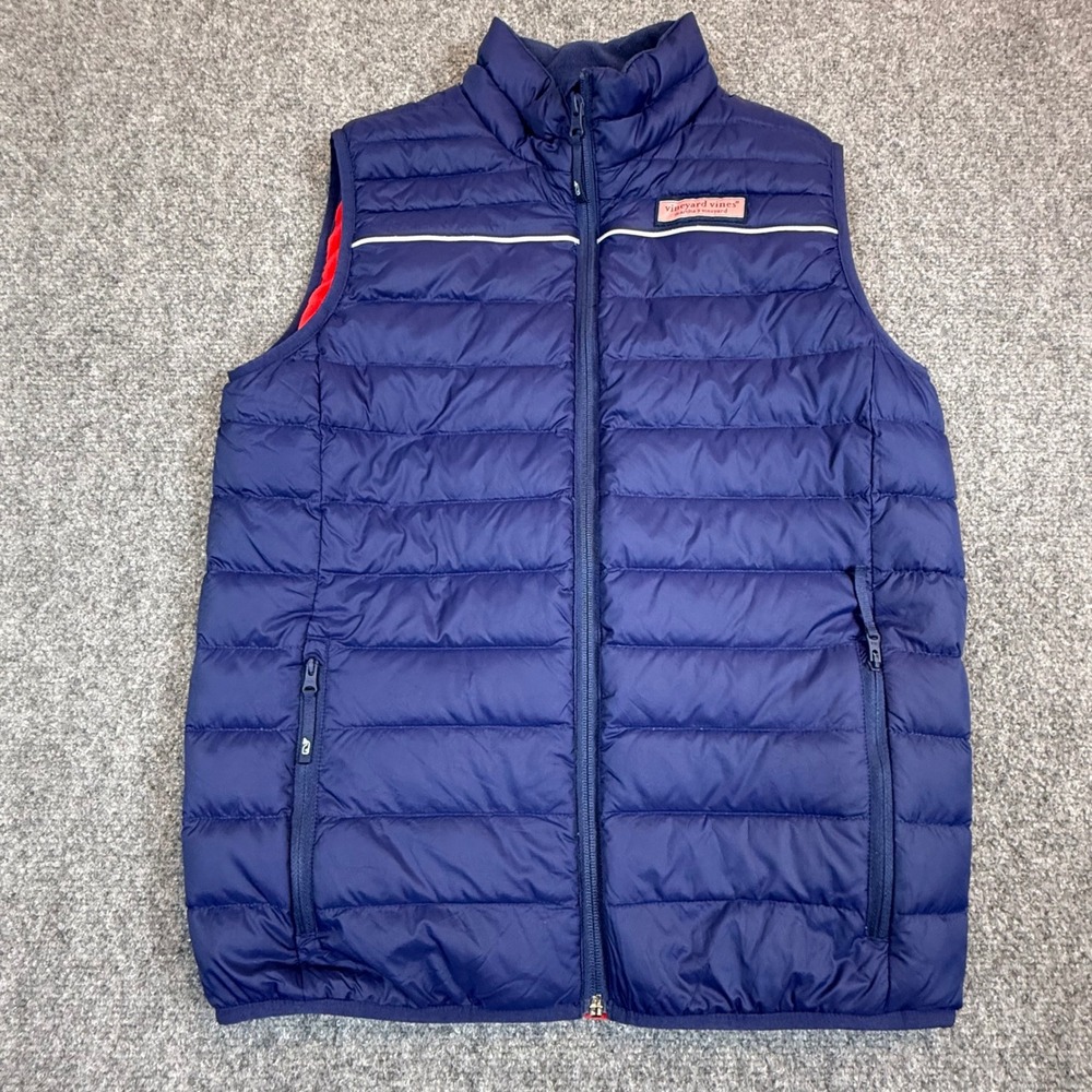 Vineyard Vines Boys Youth XL 18 Performance Down Puffer Vest Navy Blue Red